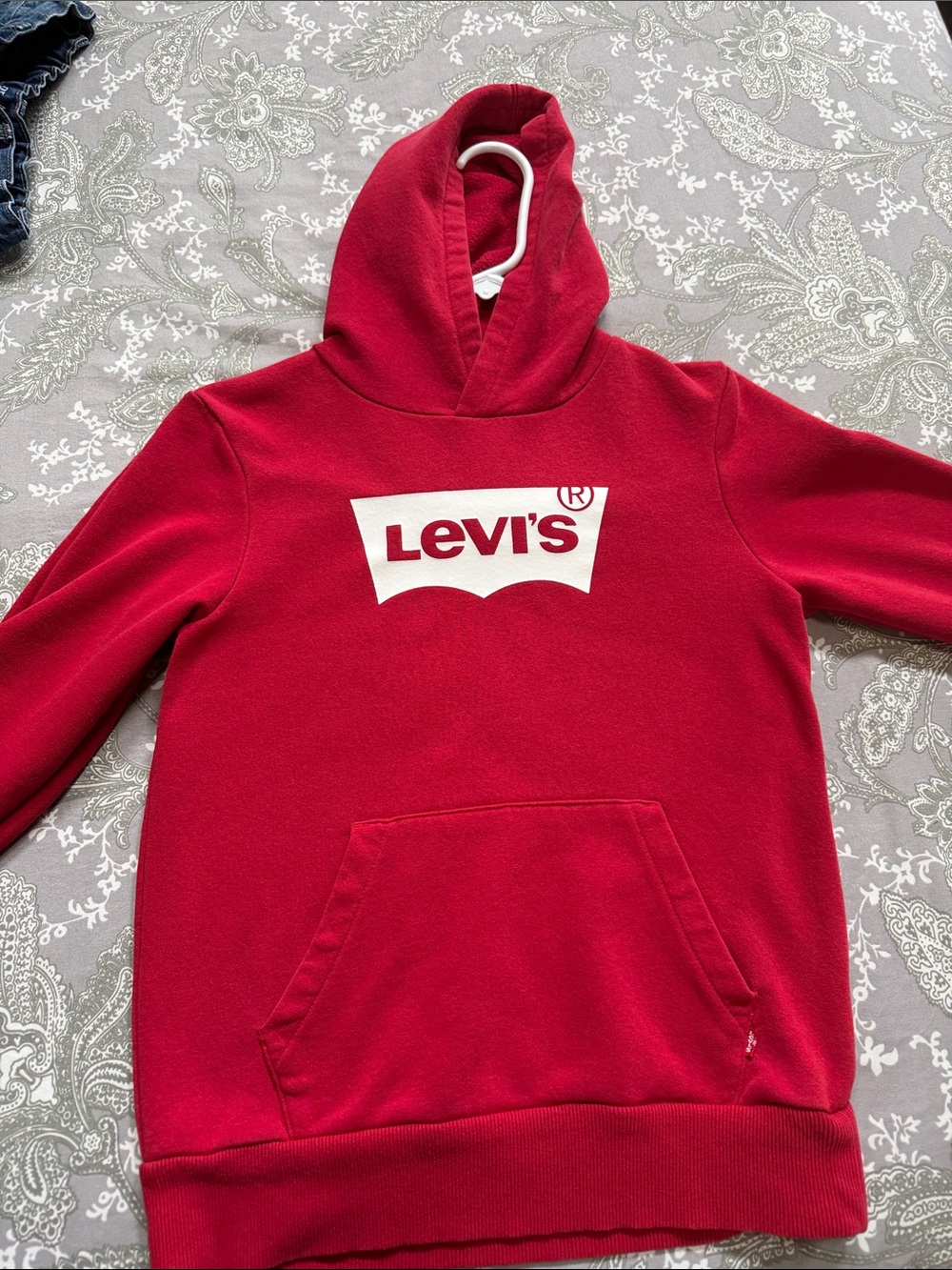 Levi's Kids Red Hooded Sweatshirt with White Logo